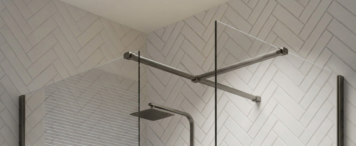 Casanuova WET ROOM T-PIECE FOR END PANEL Gunmetal Grey