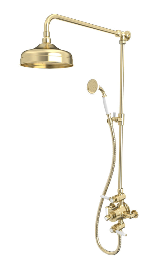 Lansdown Dual Function Shower System With Overhead Shower & Handset Brushed Brass