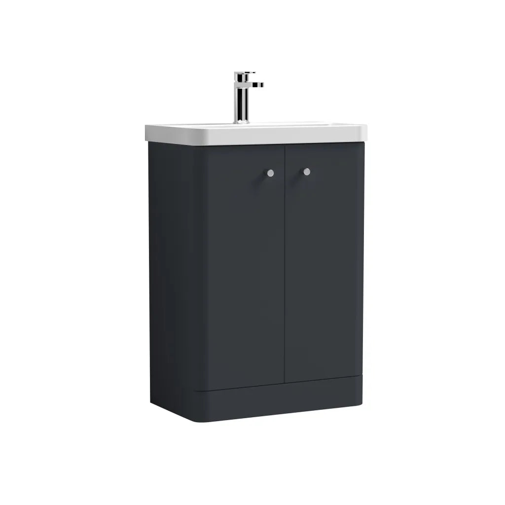 Corfu 600 Satin Anthracite Floor Standing Vanity & Basin