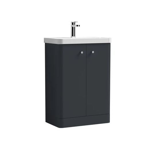 Corfu 600 Satin Anthracite Floor Standing Vanity & Basin