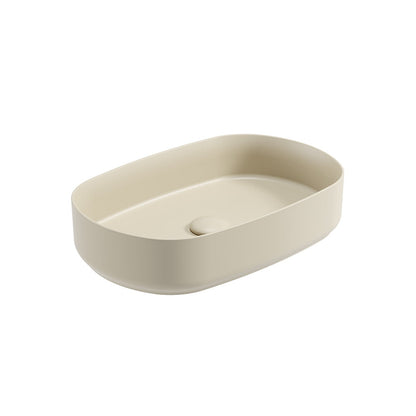 AVANTI Oval Countertop Wash Basin & Satin White Ceramic Click Clack Waste