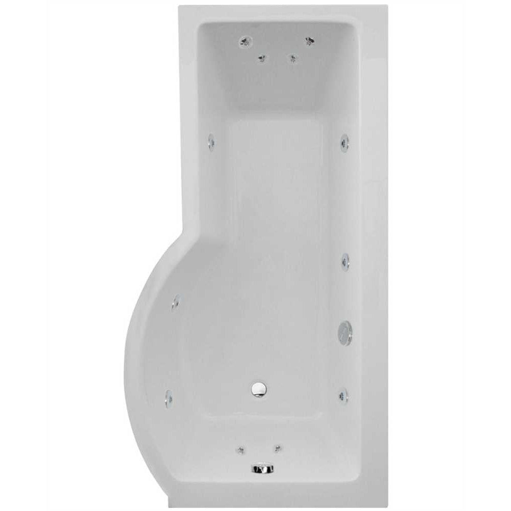 P SHAPE Single Ended Right Hand 12 Jet Whirlpool Bath & Panel
