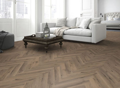 Mocha Oak Herringbone LVT Dryback