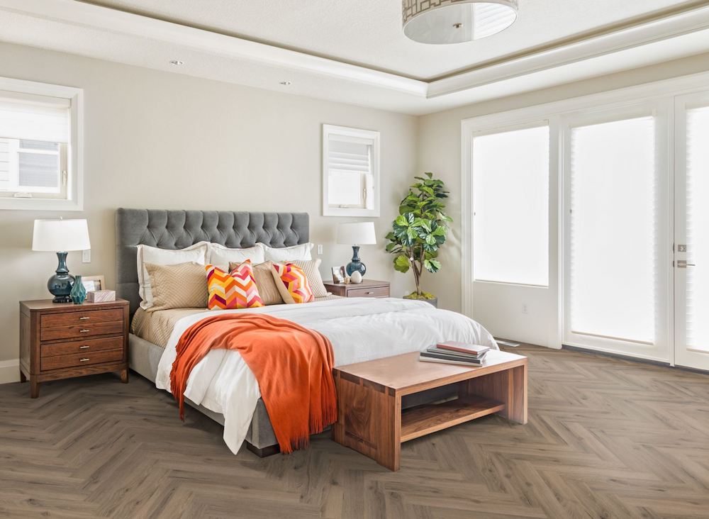 Mocha Oak Herringbone LVT Dryback