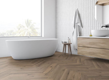 Mocha Oak Herringbone LVT Dryback