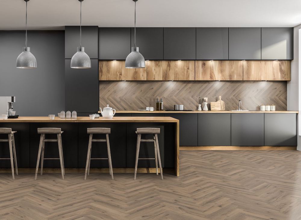 Mocha Oak Herringbone LVT Dryback