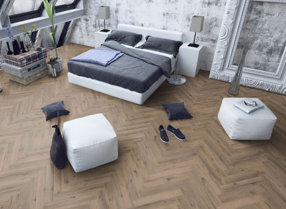 Mocha Oak Herringbone LVT Dryback