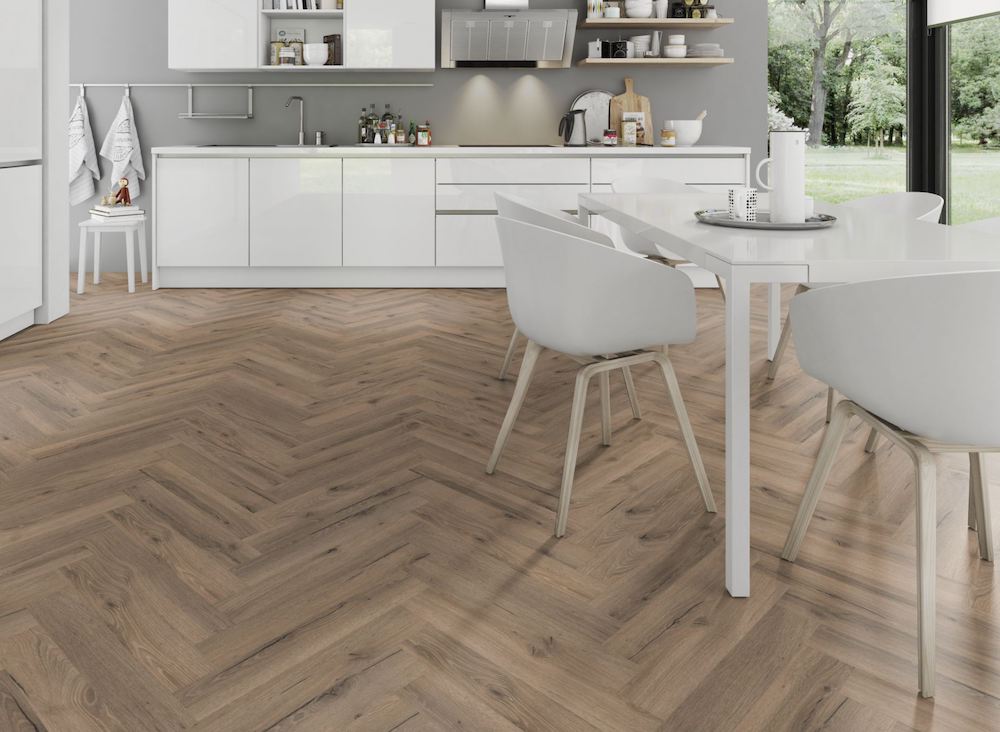 Mocha Oak Herringbone LVT Dryback