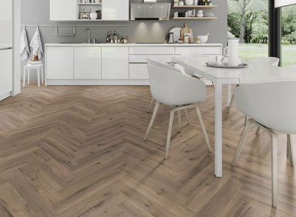 Mocha Oak Herringbone LVT Dryback