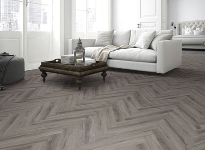 Rustic Grey Oak Herringbone LVT Dryback