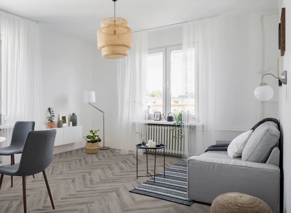 Rustic Grey Oak Herringbone LVT Dryback