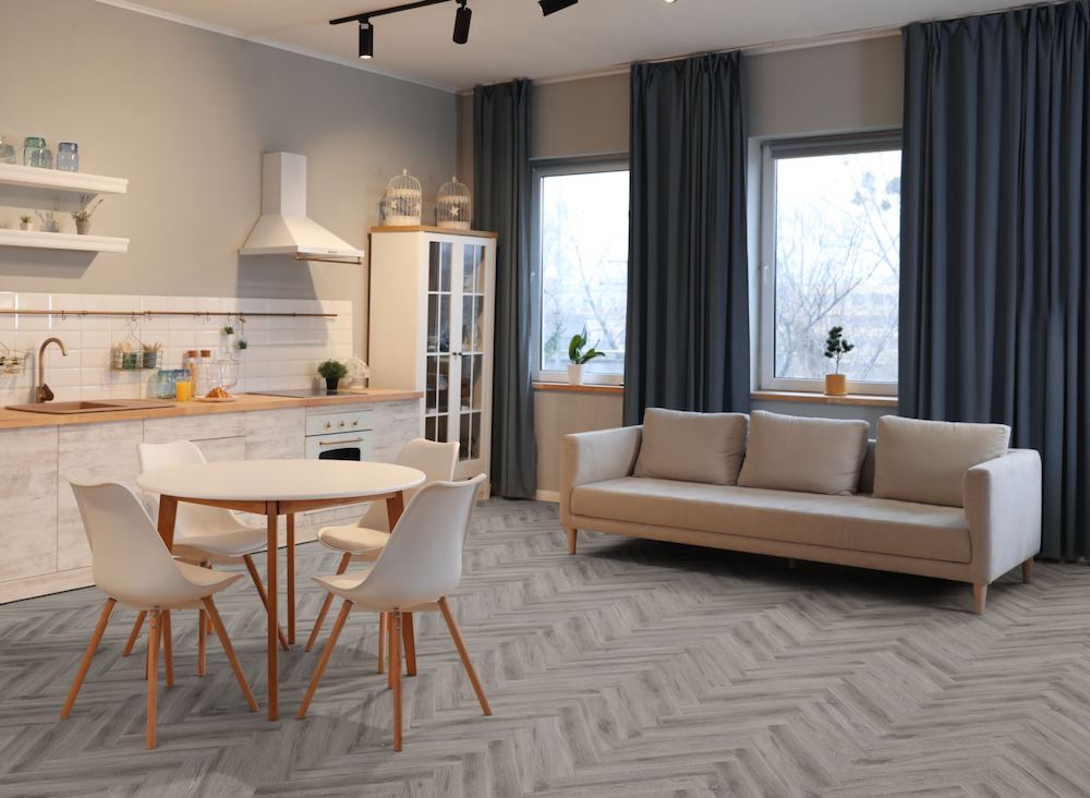 Rustic Grey Oak Herringbone LVT Dryback
