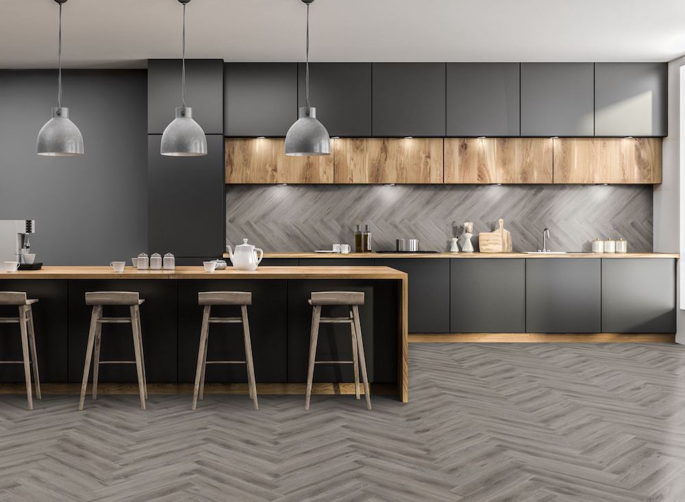 Rustic Grey Oak Herringbone LVT Dryback