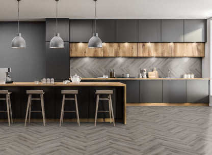 Rustic Grey Oak Herringbone LVT Dryback