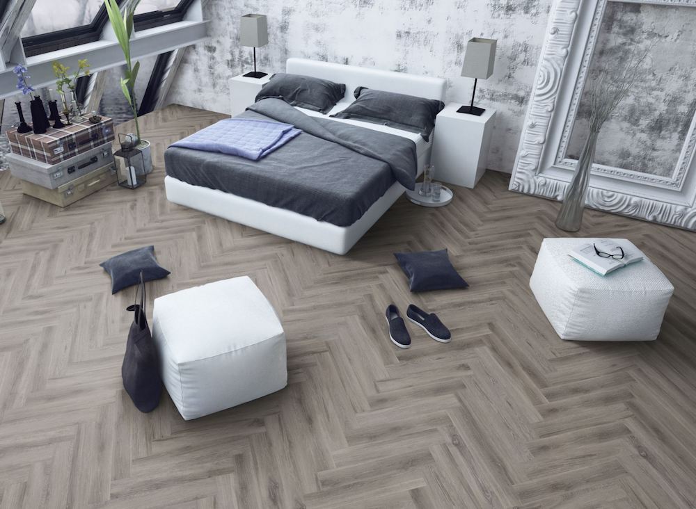 Rustic Grey Oak Herringbone LVT Dryback
