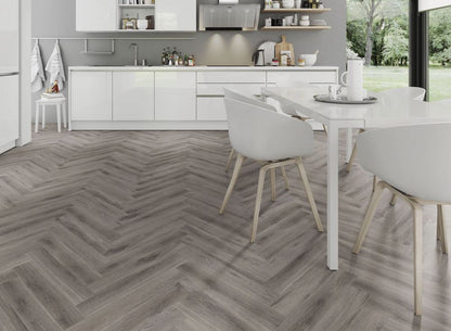 Rustic Grey Oak Herringbone LVT Dryback