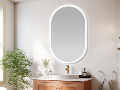 Pill Shaped 800x500mm LED Demister Mirror