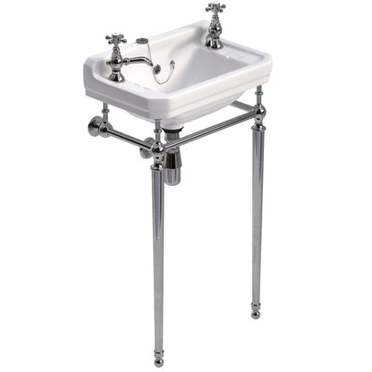 WESTBURY 2 Tap Hole Wash Basin & Washstand Chrome
