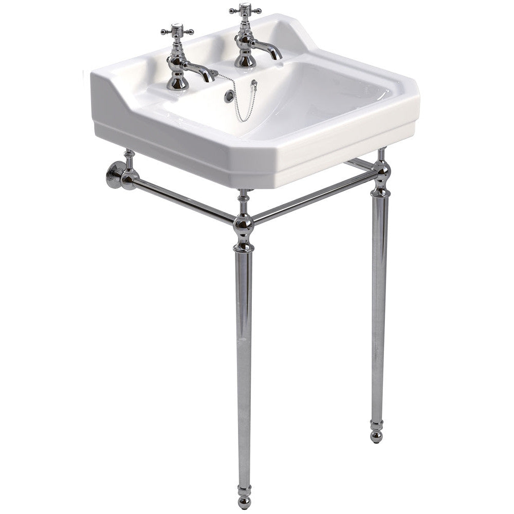 WESTBURY 2 Tap Hole Wash Basin & Washstand Chrome