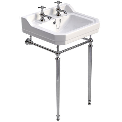 WESTBURY 2 Tap Hole Wash Basin & Washstand Chrome