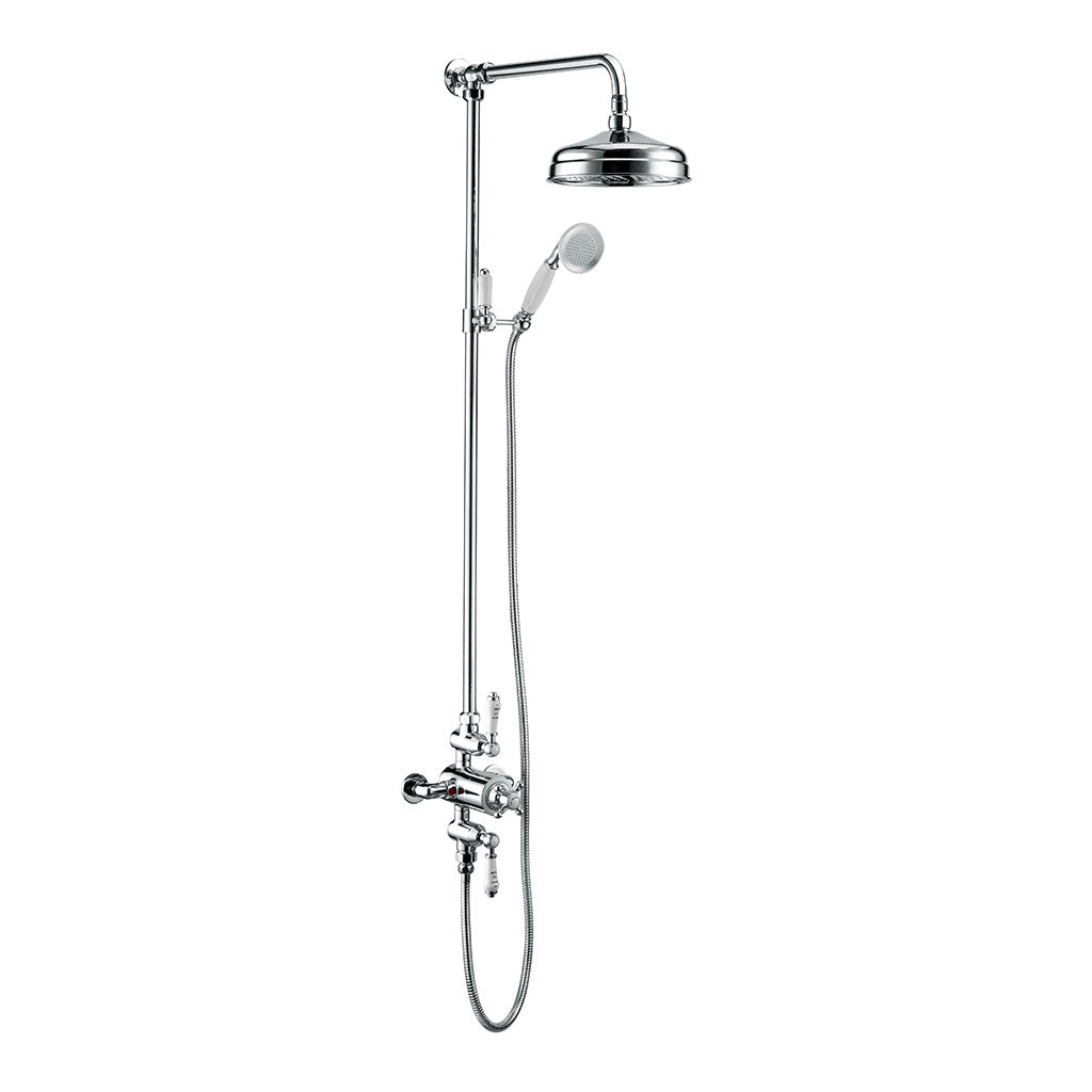 Traditional Twin Exposed Thermostatic Shower Valve With Side Rail
